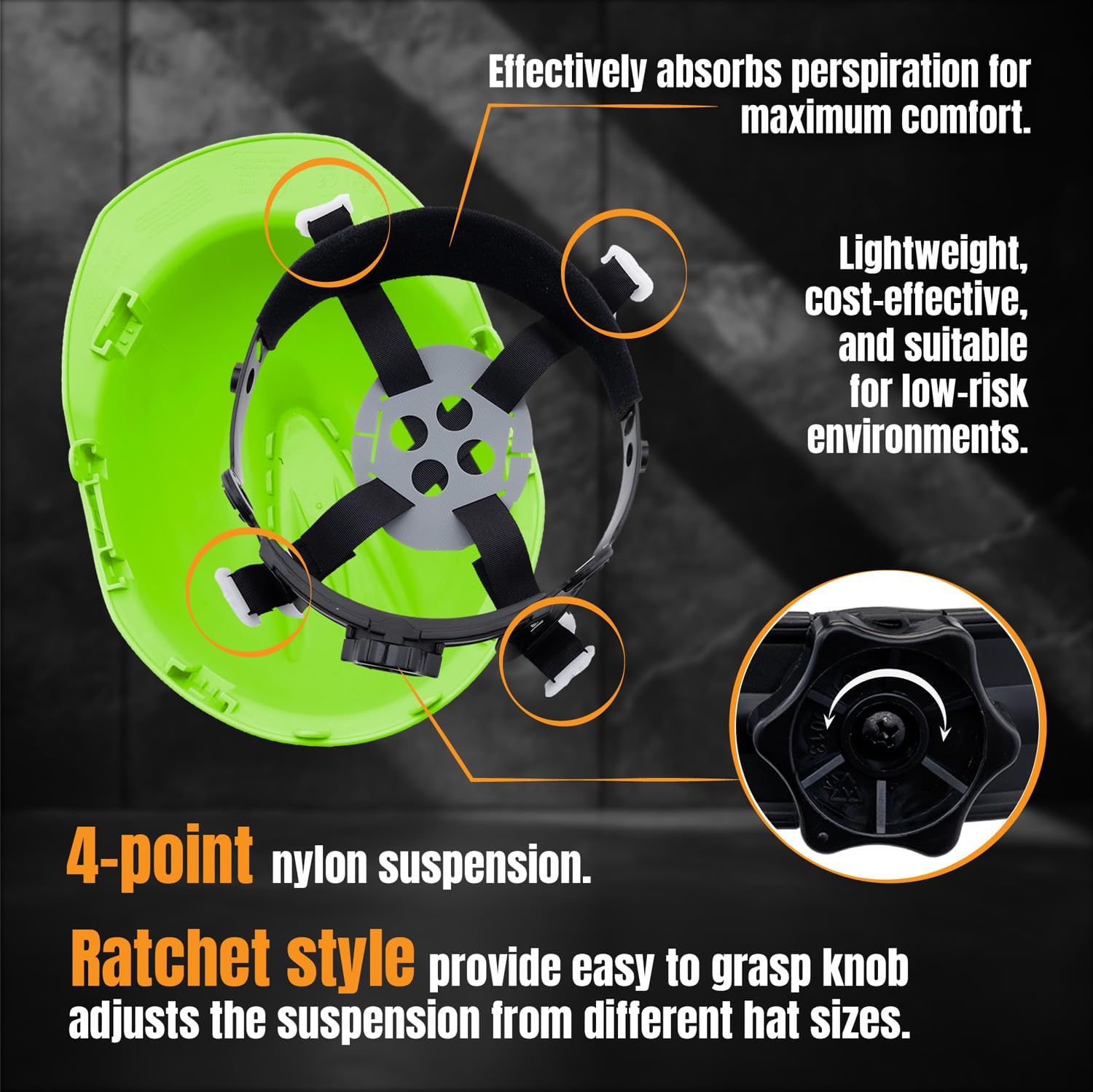 4 Point Ratchet Red Hard Hat - HH10R4P -Green