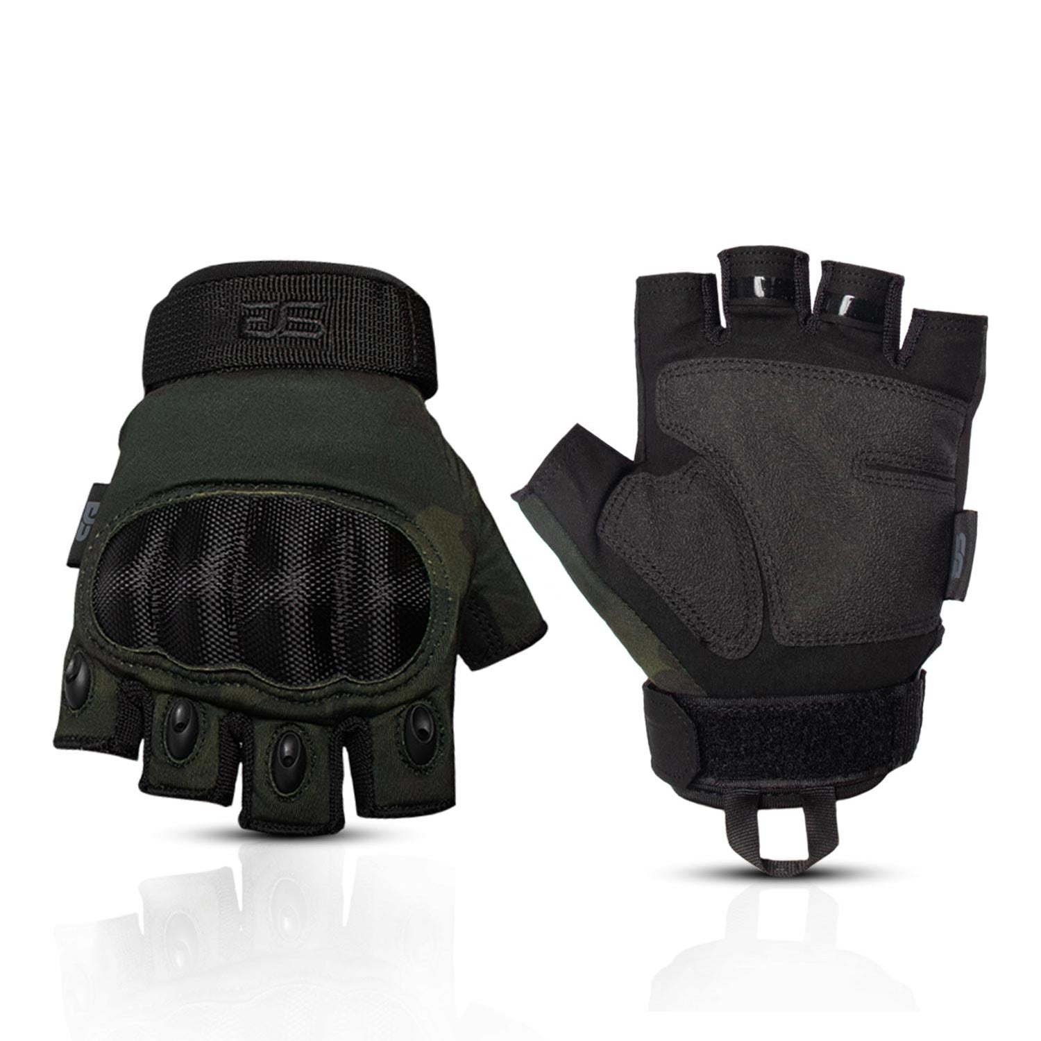 BLACK MULTICAM® Fingerless Tactical Gloves | Reinforced Knuckle