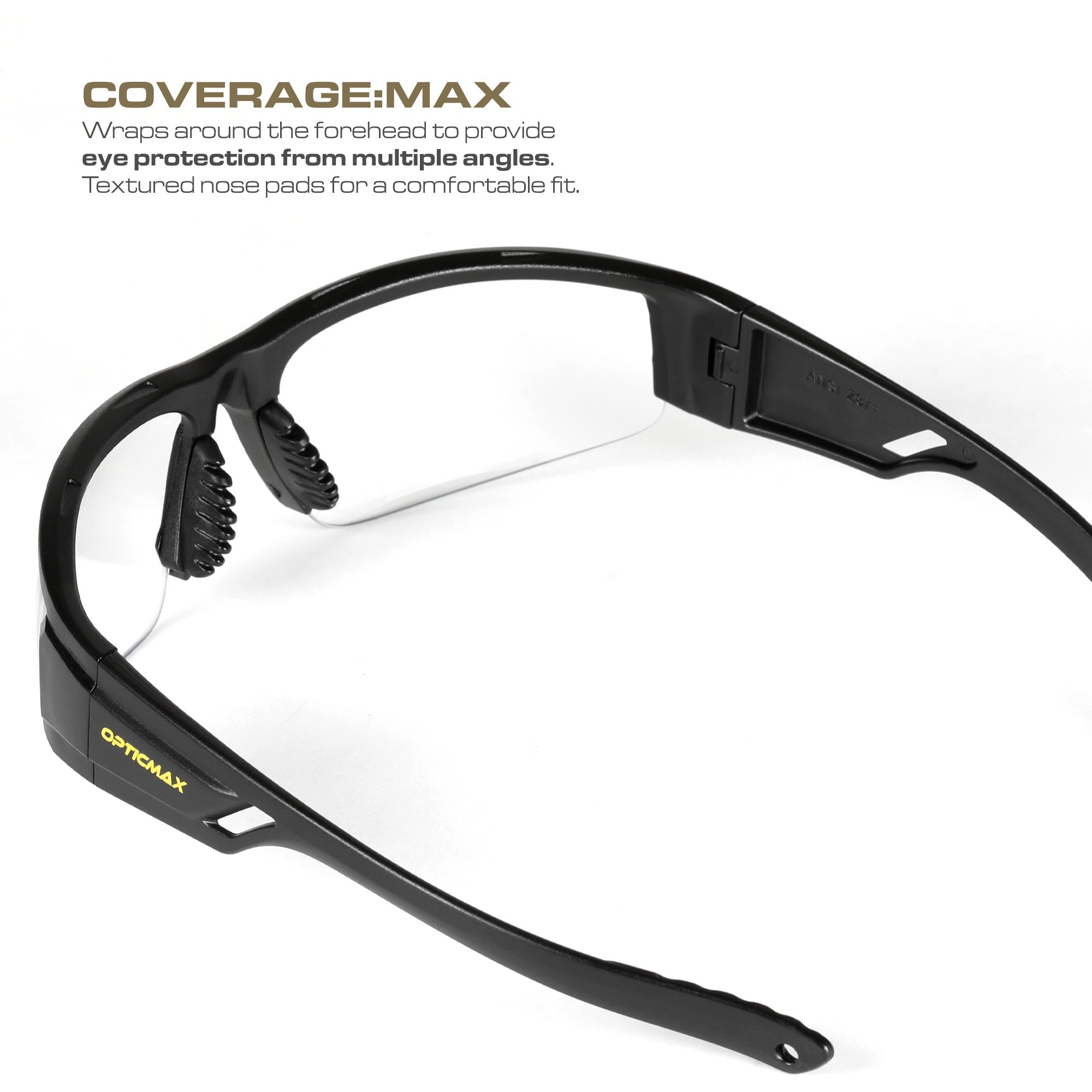 OPTIC MAX TACTICAL SAFETY GLASSES - 3 INTERCHANGEABLE LENSES - CLEAR, AMBER, GRAY ANTI-FOG LENS - 1 PAIR