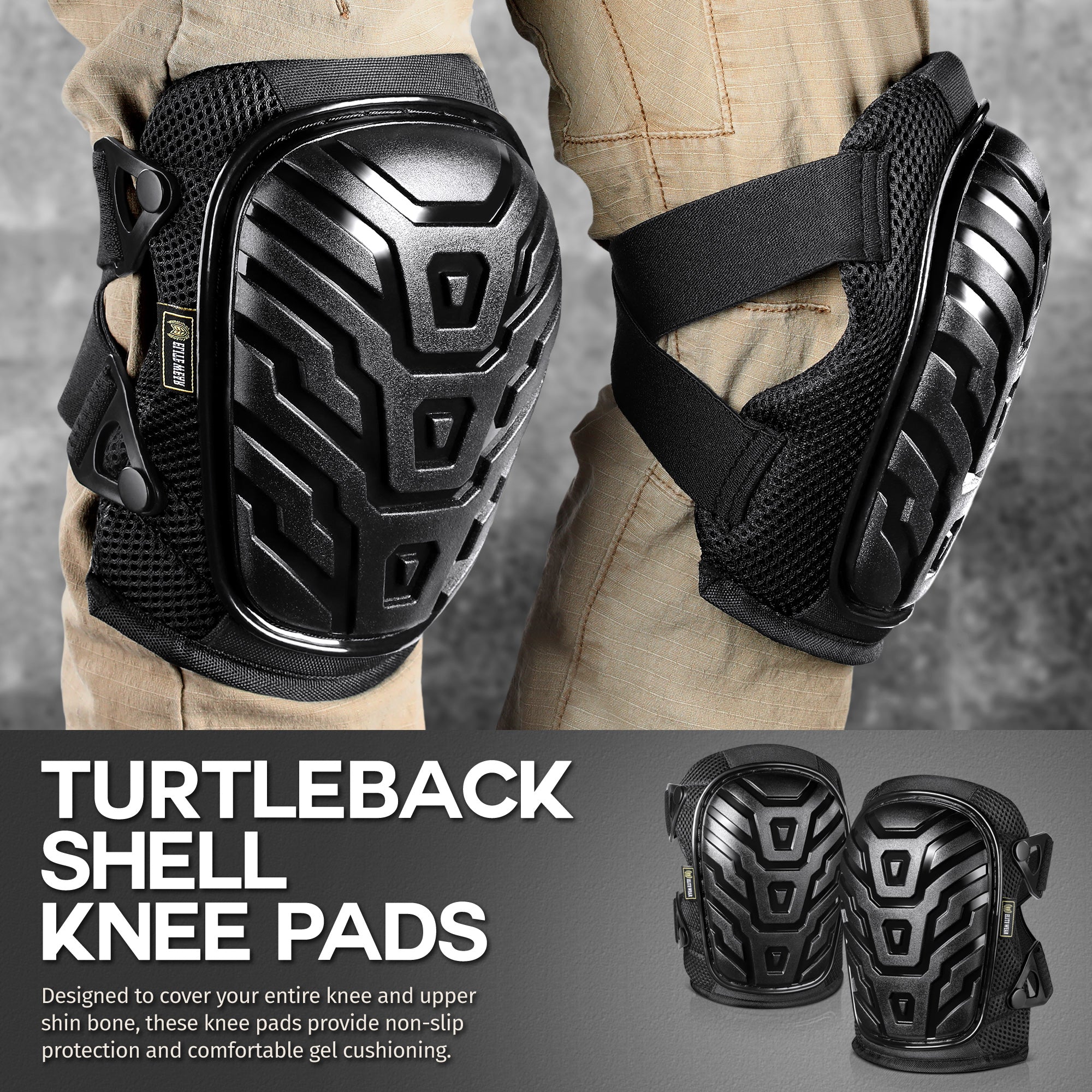 Heavy Duty Turtleback Shell Knee Pads