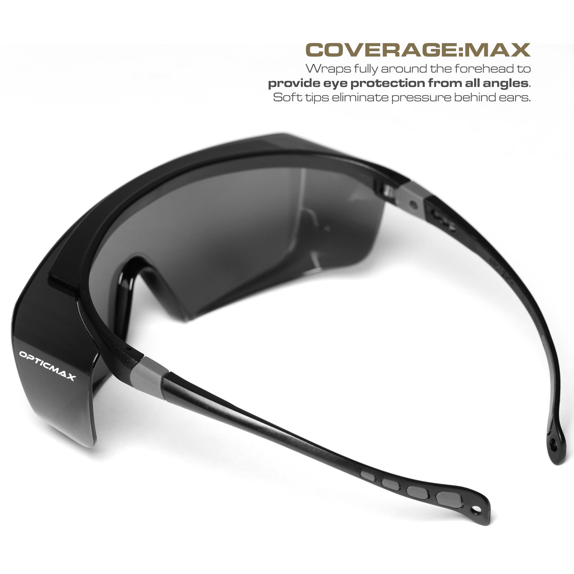 Optic Max Lightweight OTG Safety Glasses - Gray Anti-Fog Lens - 1 Pair