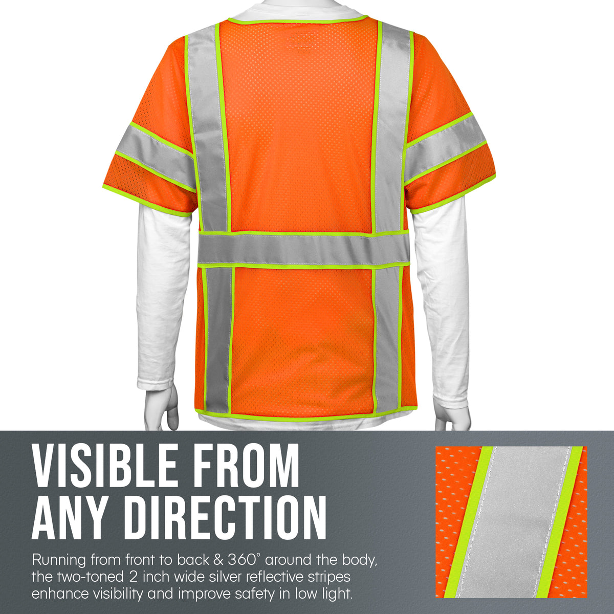 Class 3 ANSI Safety Vest HiViz Orange Glove Station