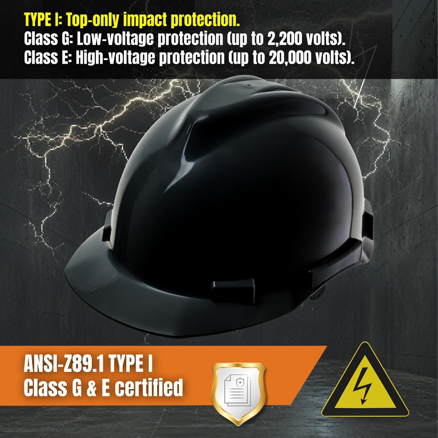 4 Point Ratchet Black Hard Hat - HH10BL4P -Black