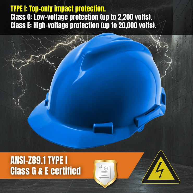 4 Point Ratchet Red Hard Hat - HH10R4P -Blue