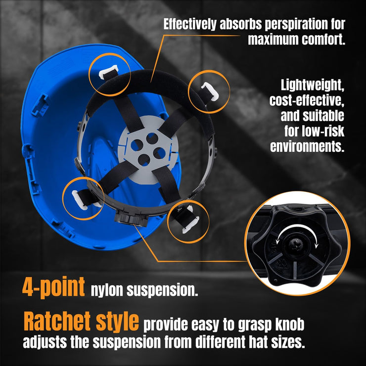 4 Point Ratchet Red Hard Hat - HH10R4P -Blue