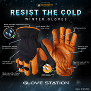 Water Resistant Goat Skin Leather Winter gloves