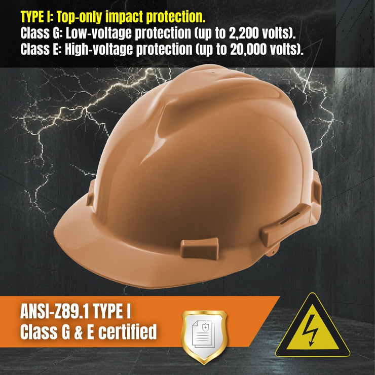 4 Point Ratchet Red Hard Hat - HH10R4P -Brown