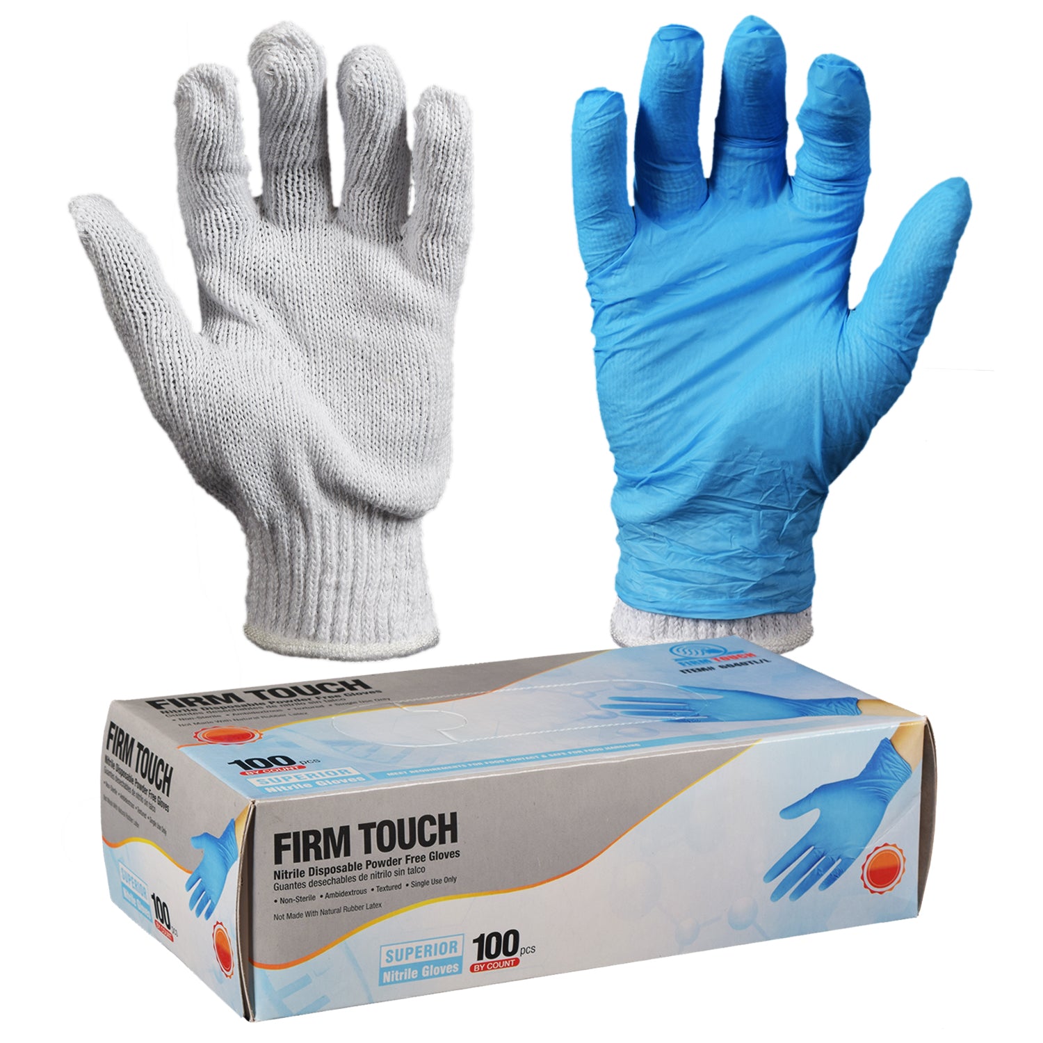 4.0 Mil - Nitrile Gloves - 50 Pairs + 1 pair of cotton Gloves