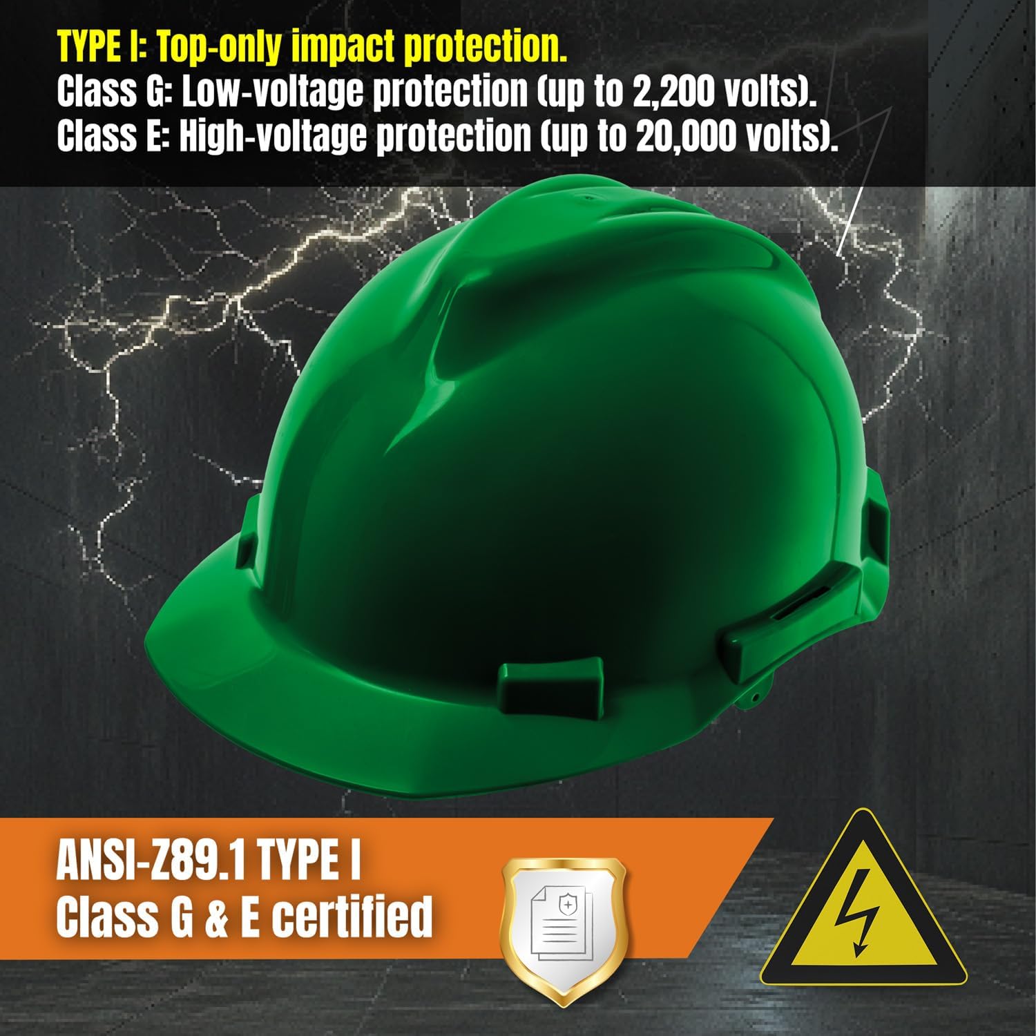 4 Point Ratchet Red Hard Hat - HH10R4P - Dark Green