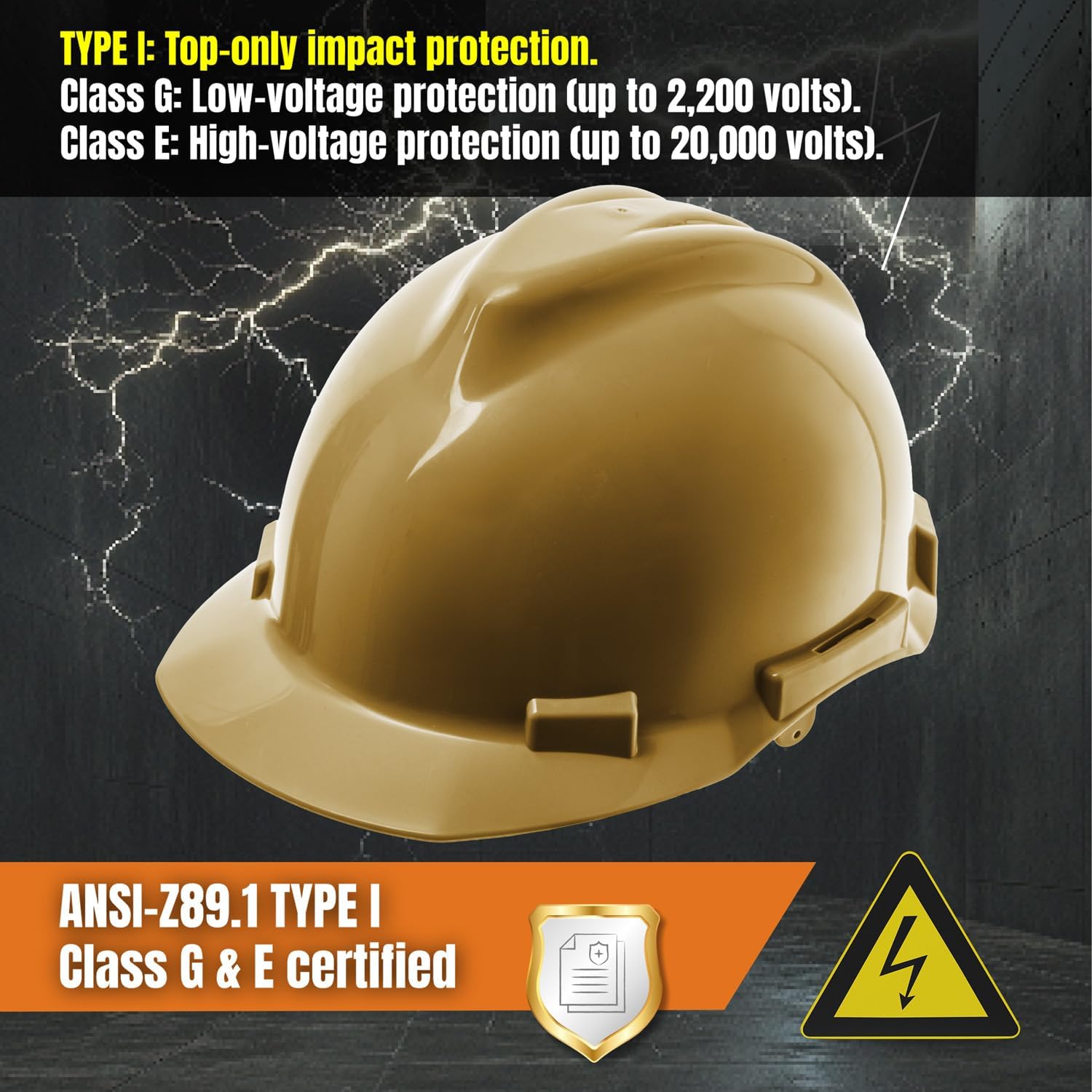 4 Point Ratchet Gold Hard Hat - HH10GD4P -Gold