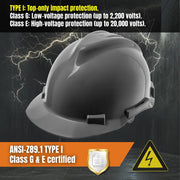 4 Point Ratchet Red Hard Hat - HH10R4P - Gray