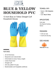 24 Mil Straight Cuff Household Gloves - 12 PAIRS