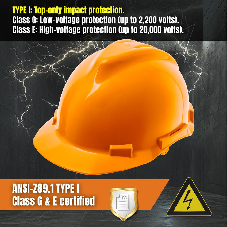 4 Point Ratchet Red Hard Hat - HH10R4P -Orange