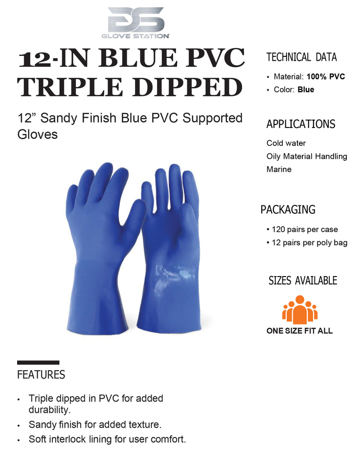 12 in. Triple Dipped PVC Glove - 12 PAIRS