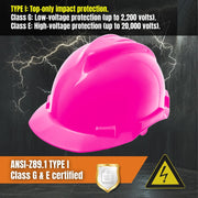 4 Point Ratchet Red Hard Hat - HH10R4P -Pink