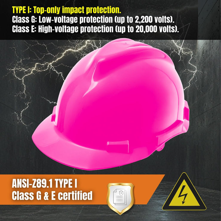 4 Point Ratchet Red Hard Hat - HH10R4P -Pink