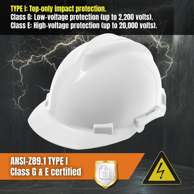 4 Point Ratchet Red Hard Hat - HH10R4P -White