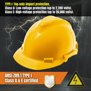 4 Point Ratchet Red Hard Hat - HH10R4P -Yellow
