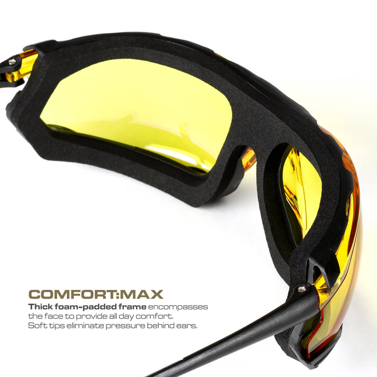 OPTIC MAX SAFETY GLASSES - REMOVABLE FRAME - AMBER ANTI-FOG LENS - 1 PAIR