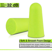 Uncorded Industrial Ear Plugs - Hi-Viz Green - 200 Pairs