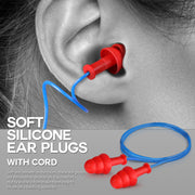 Corded Triple Flange Silicon Ear Plugs - 100 Pairs