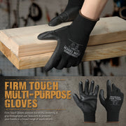 Polyurethane Coated Work Gloves - Black - 1 Pair