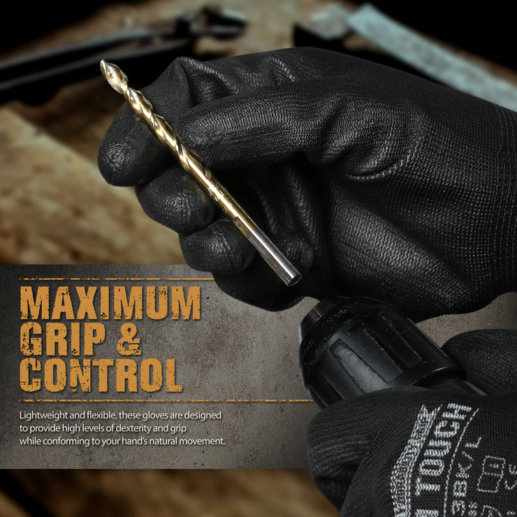 Polyurethane Coated Work Gloves - Black - 1 Pair
