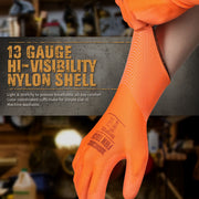 Polyurethane Coated Work Gloves - Hi-Viz Orange - 1 Pair