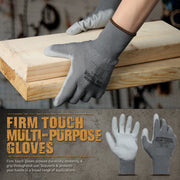 Polyurethane Coated Work Gloves - Gray - 1 Pair