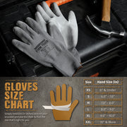 Polyurethane Coated Work Gloves - Gray - 1 Pair