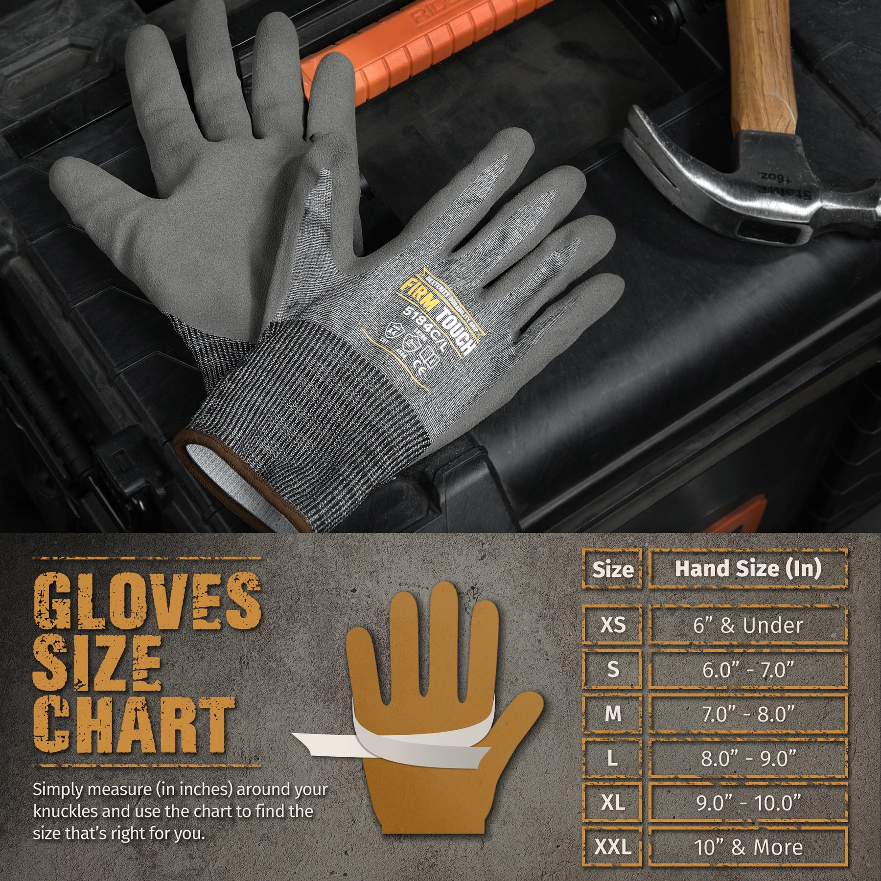 Nitrile Dipped Safety Work Gloves, Cut Resistant, Grey, Size: S/M/L/XL/2XL
