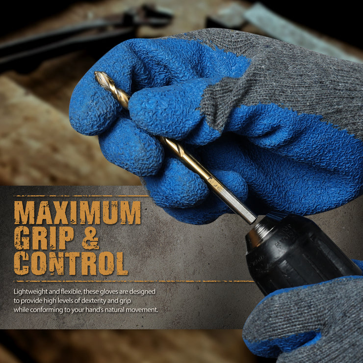 Latex Coated Work Gloves - Gray/Blue - 1 Pair