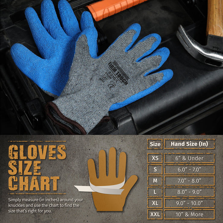 Latex Coated Work Gloves - Gray/Blue - 1 Pair