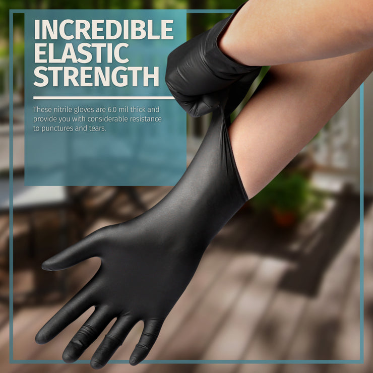 6.0 Mil - Black Nitrile Gloves - 50 Pairs