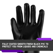 PVC Coated 10" - Chemical-Resistant Gloves - 12 Pairs