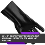 PVC Coated 12" - Chemical-Resistant Gloves - 12 Pairs