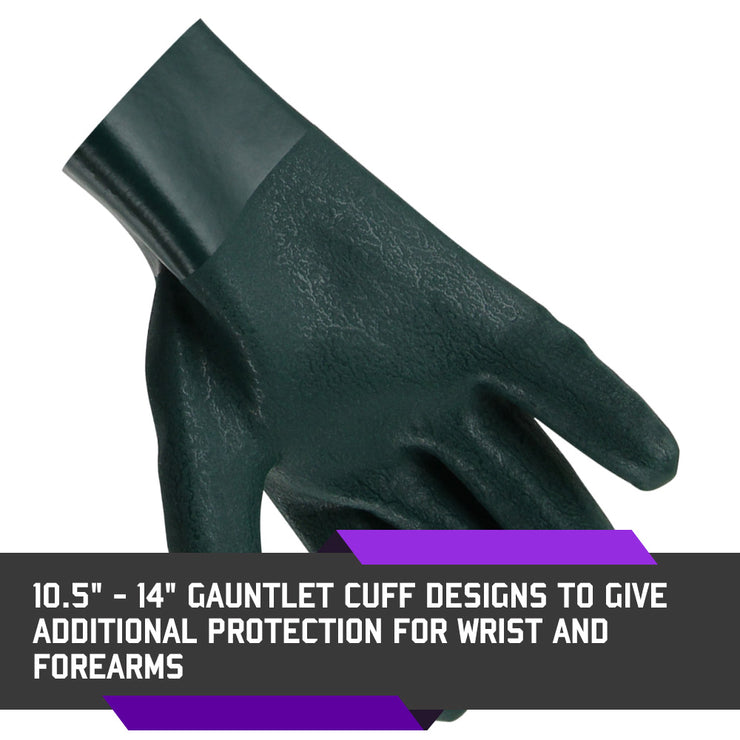 Double PVC Coated 10.5” - Chemical-Resistant Gloves - 1 Pair