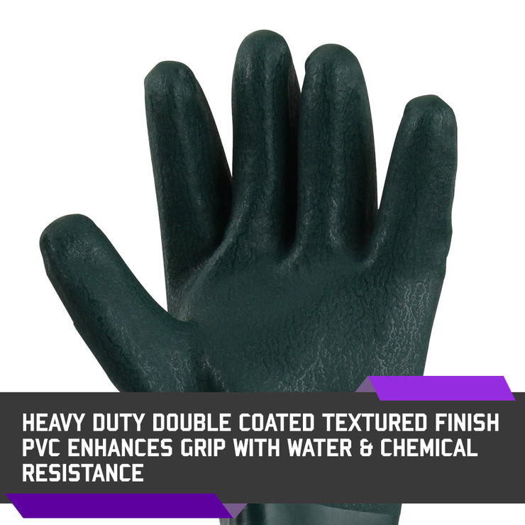 Double PVC Coated 12" - Chemical-Resistant Gloves - 1 Pair