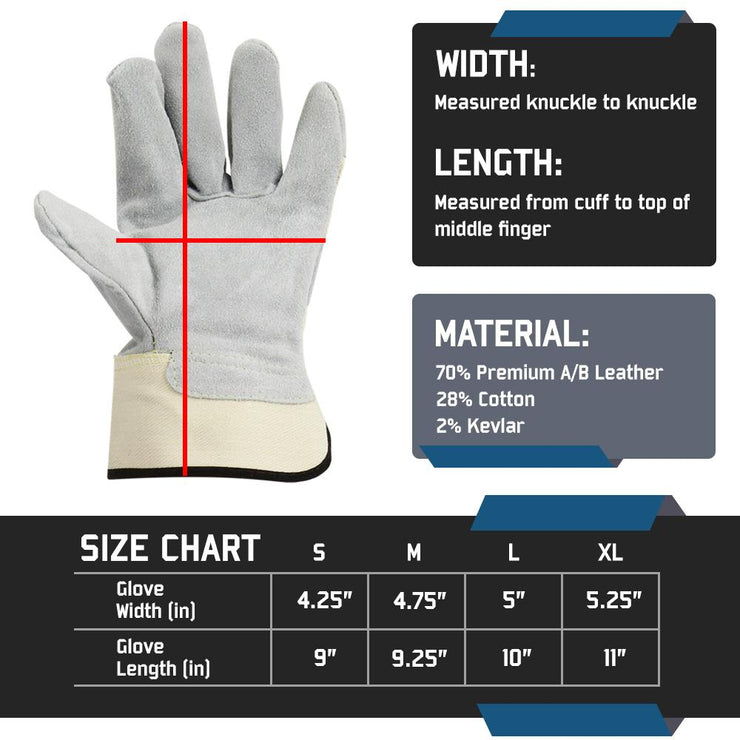 Kevlar-Stitched Short Cuff - Welding Gloves - 6 Pair