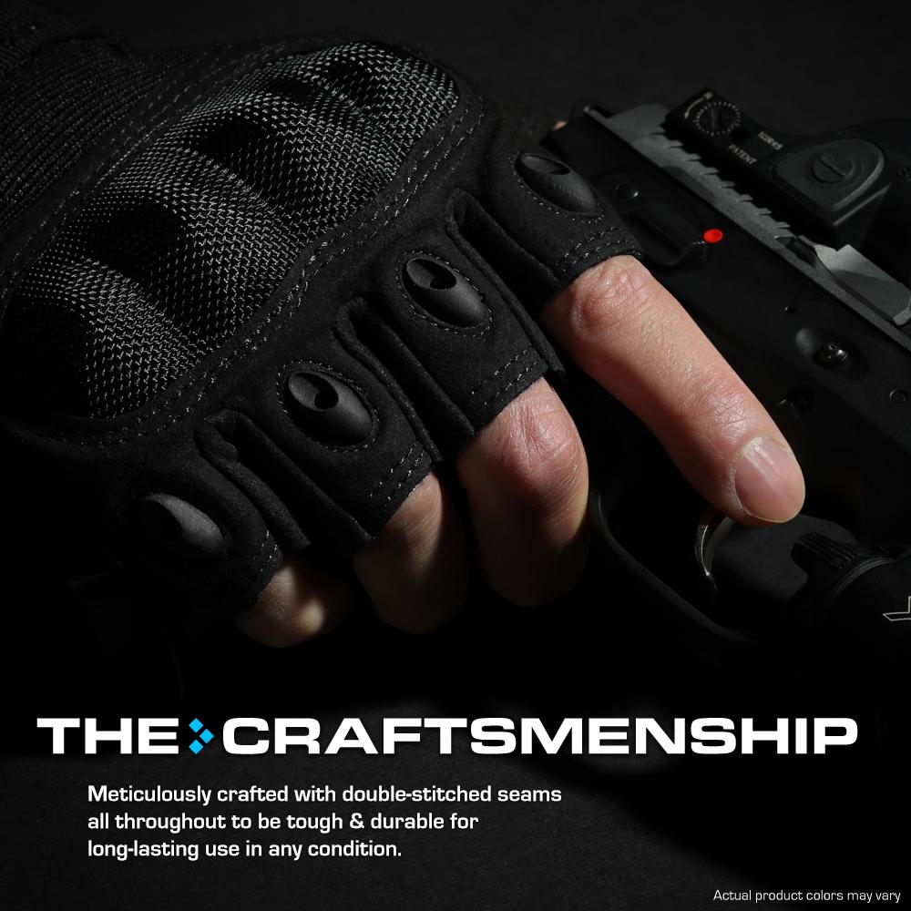 Fingerless Leather Tactical Black Gloves - Survival General