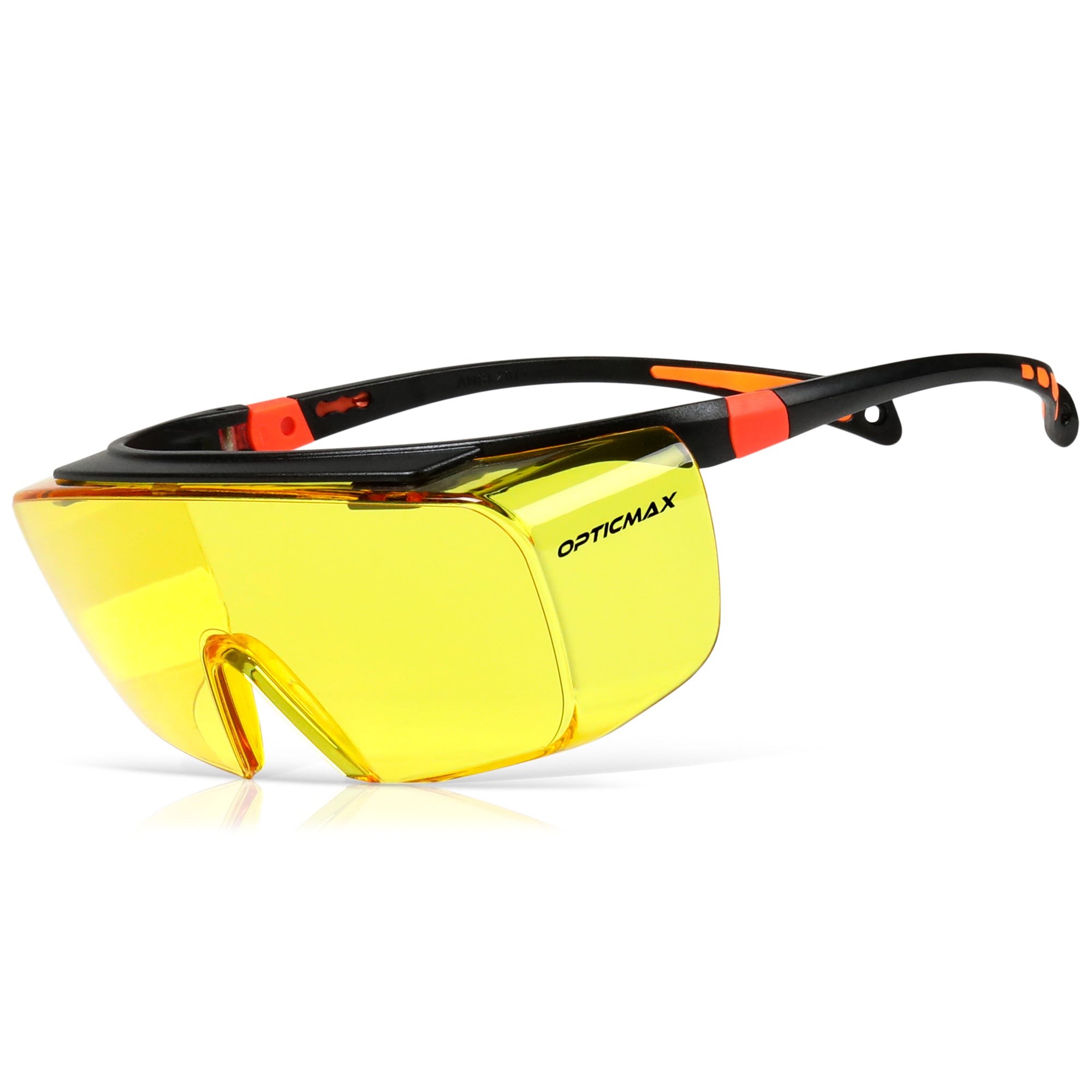 Optic Max Lightweight OTG Safety Glasses - Amber Anti-Fog Lens - 1 Pai