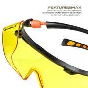 Optic Max Lightweight OTG Safety Glasses - Amber Anti-Fog Lens - 1 Pair