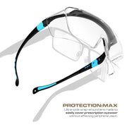 Optic Max Lightweight OTG Safety Glasses - Clear Anti-Fog Lens - 1 Pair