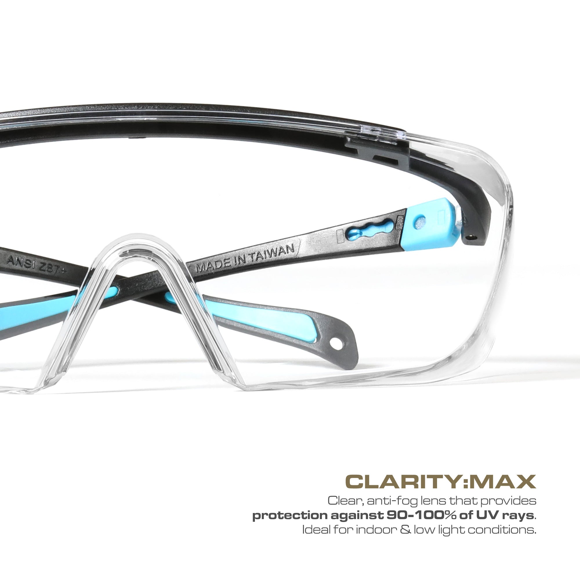 Optic Max Lightweight OTG Safety Glasses - Clear Anti-Fog Lens - 1 Pai