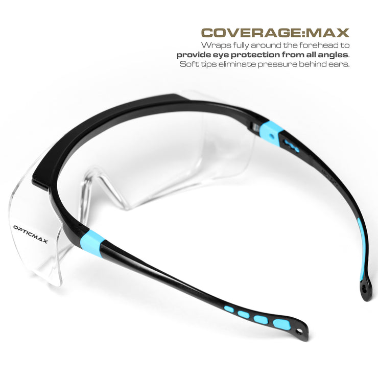 Optic Max Lightweight OTG Safety Glasses - Clear Anti-Fog Lens - 1 Pair