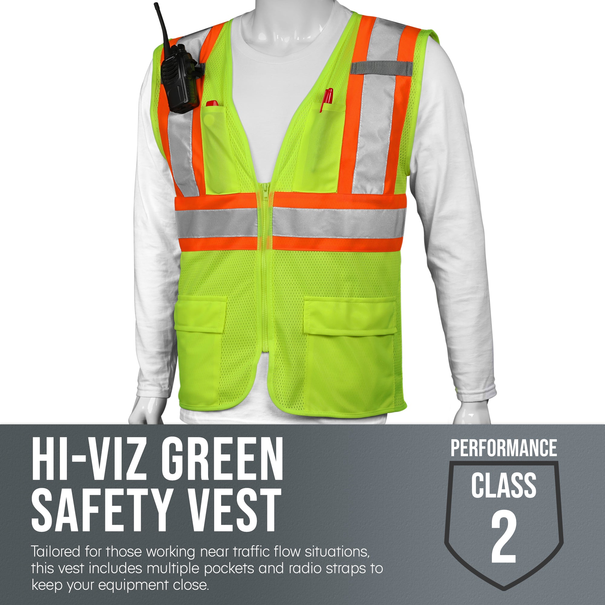 Class 2 ANSI Safety Vest - Hi-Viz Green