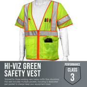 Class 3 ANSI Safety Vest - Hi-Viz Green