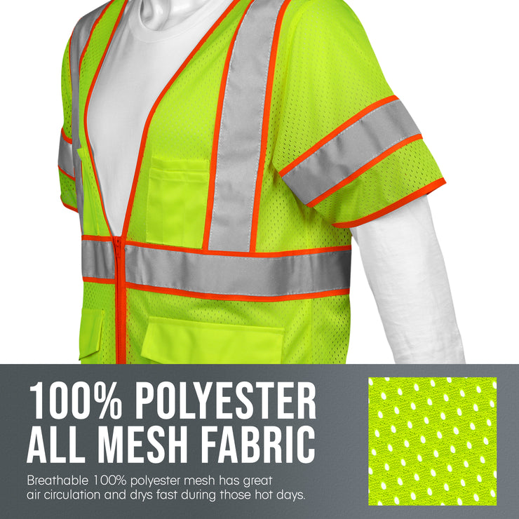 Class 3 ANSI Safety Vest - Hi-Viz Green