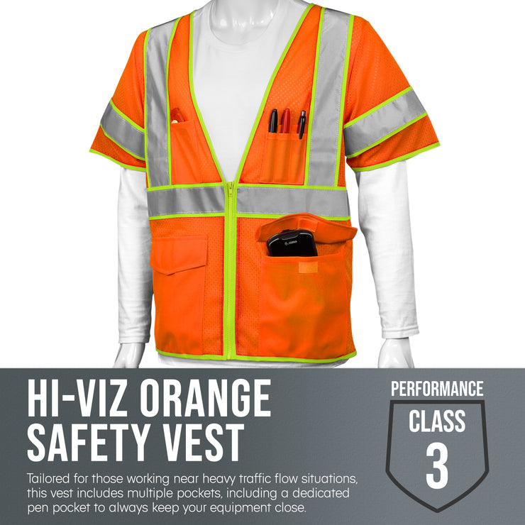 Class 3 ANSI Safety Vest - Hi-Viz Orange