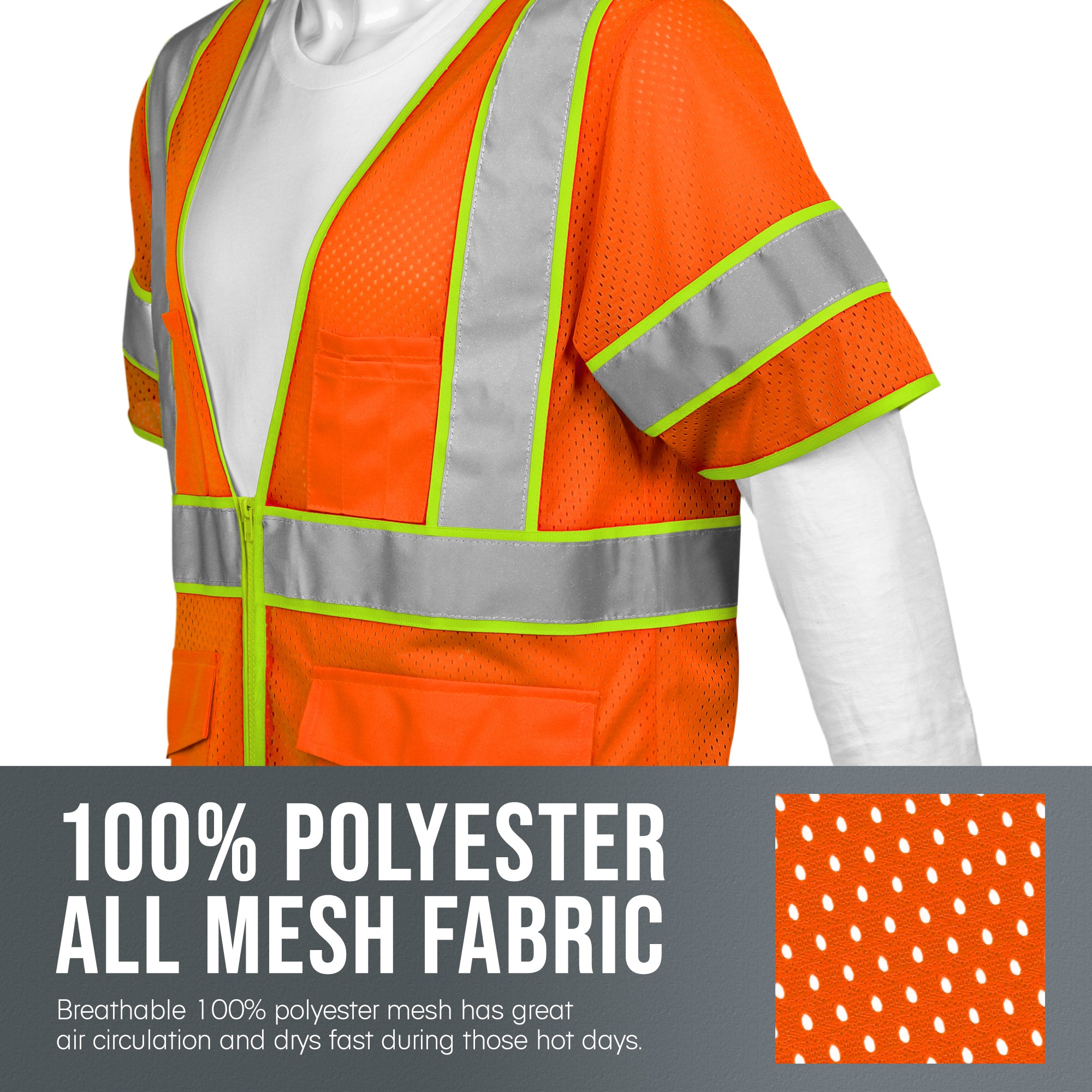 Class 3 ANSI Safety Vest - Hi-Viz Orange